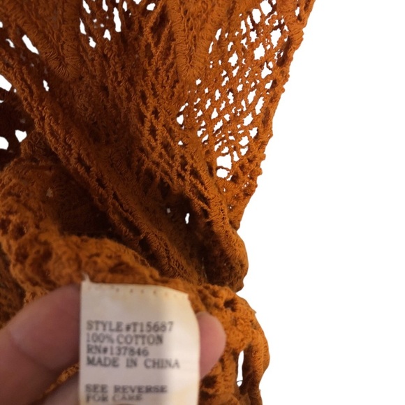 Kontrol Contemporary Boho Crochet Vest Sz S Sienna Brown Fringe Western Festival - Picture 9 of 10
